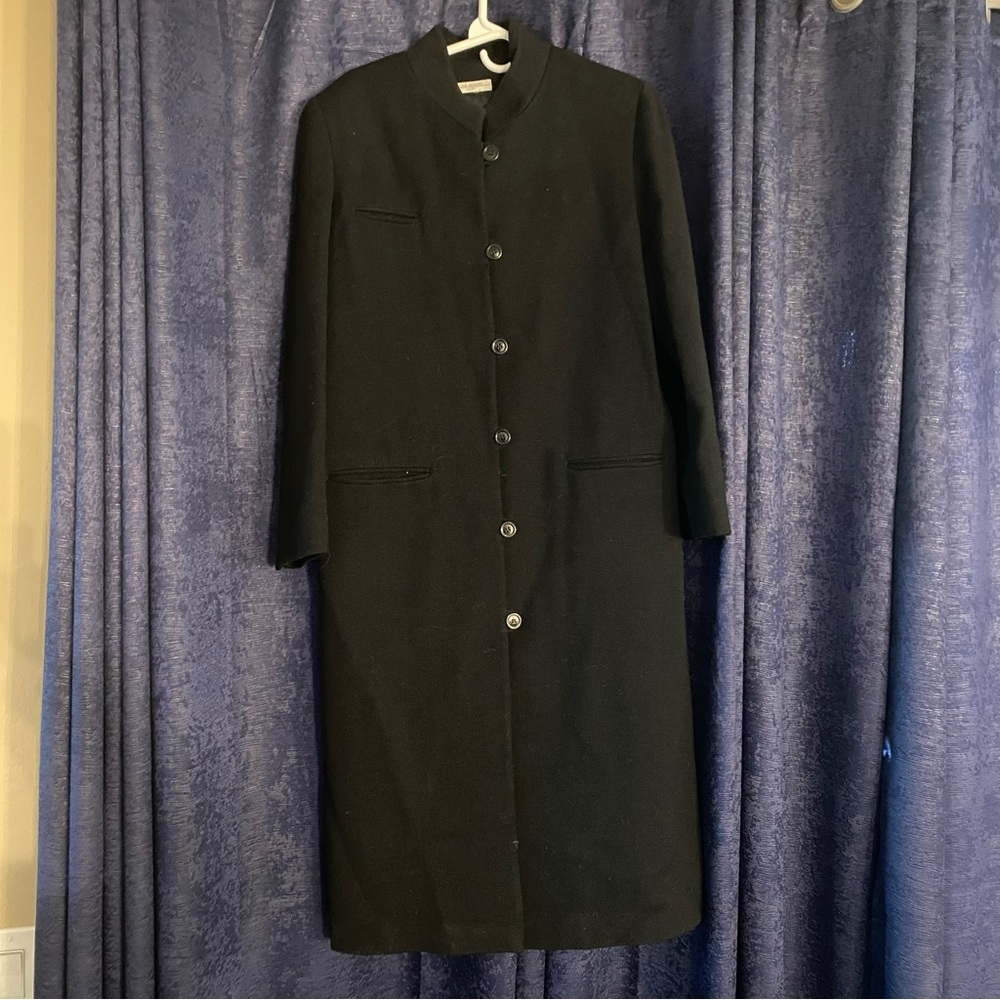 John Anthony Pret Vintage Elegant Black 100% Wool Trench Coat